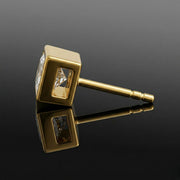 Edge Gold | 18k Gold Plated 925 Silver Bezel Set Moissanite Stud Earrings for Men